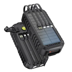4-in-1 40000mAh Solar Power Bank with Hand Crank - Built-in Compass